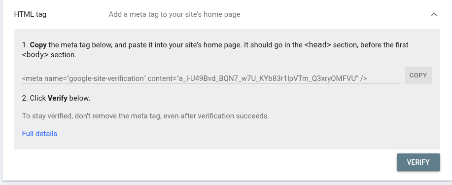 Nyissa meg a HTML címke szekciót.