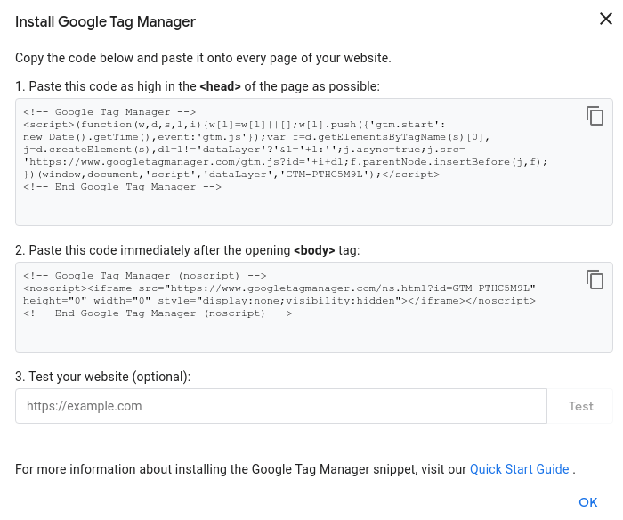 Google Tag Manager telepítése