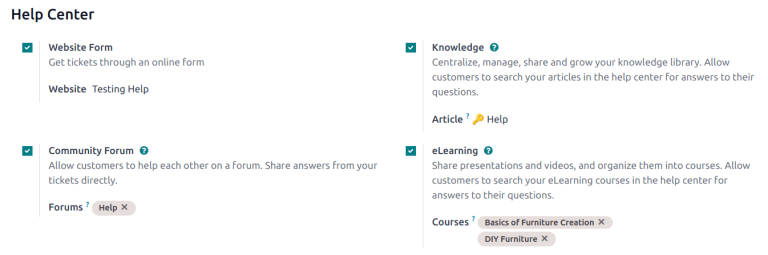 Egy csapat beállítási oldalának áttekintése, kiemelve a Súgóközpont funkcióit.