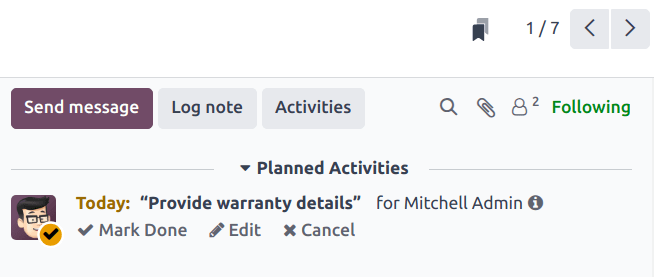 Üzenet nézete az Ügyfélszolgálatban, a Tudás könyvjelző ikonra összpontosítva.