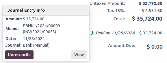 Tekintse meg a fizetés részletes adatait.