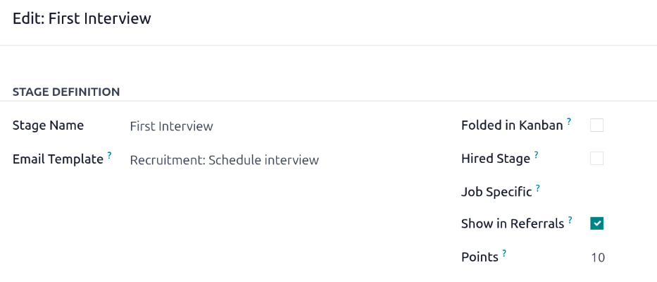 A Recruitment: Schedule Interview e-mail sablon kitölti az Email Template mezőt.