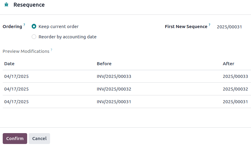 Újrasorrendezési opciók ablak