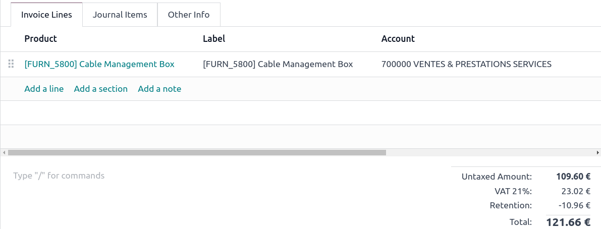 számlasorok adókkal