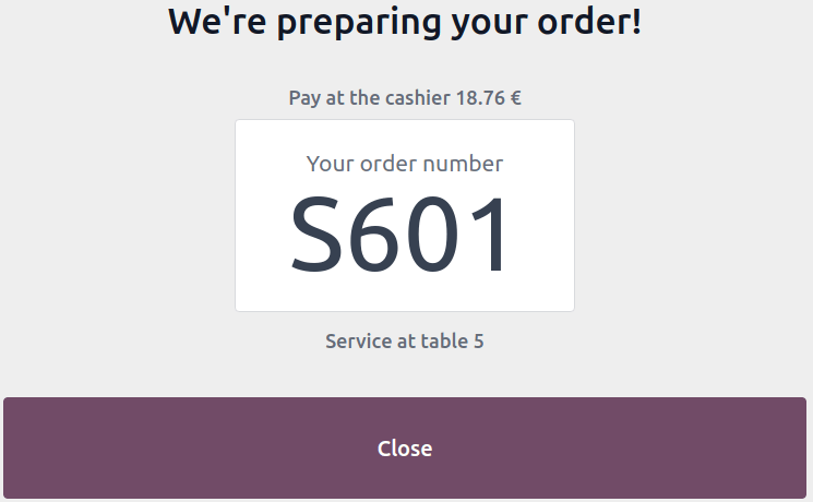 kioszk befejező képernyő az ügyfelek számára