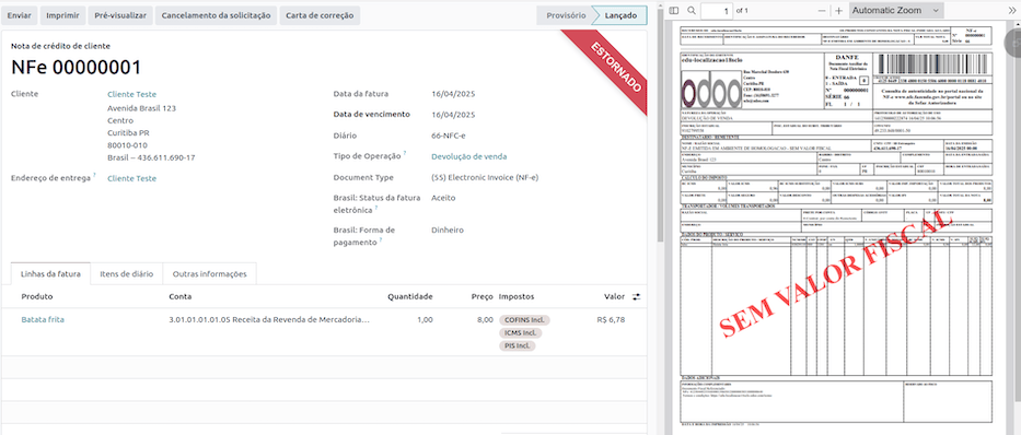 Áruk visszaküldése NF-e jóváhagyva.