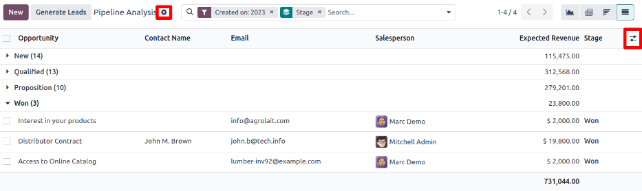 A Lista nézet egyetlen listában jeleníti meg az összes rekordot, amely megfelel a keresési feltételeknek.