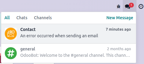 Egy kapcsolattartónak küldött e-maillel probléma adódott, és a hiba a navigációs sávon jelentkezik.