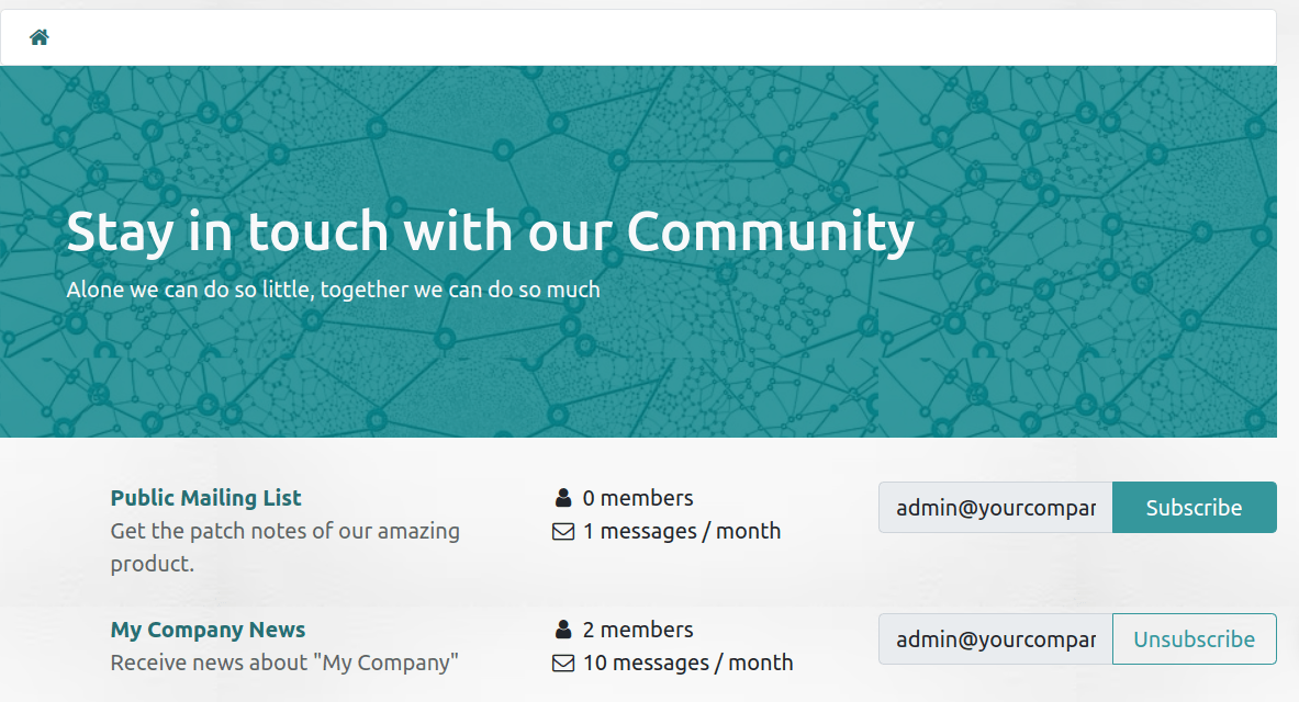 Levelezési csoport weboldala.