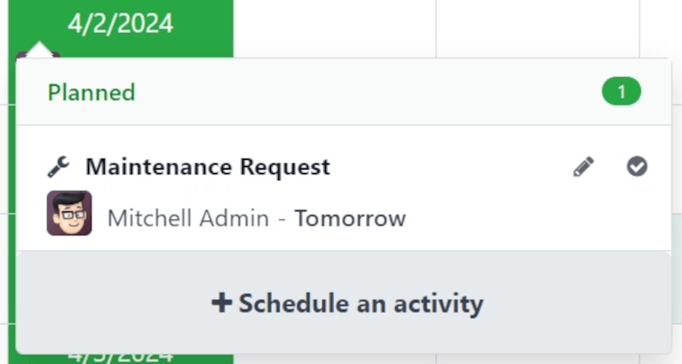 Tevékenység ütemezése felugró ablak.
