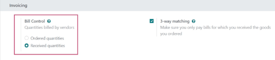 Számla ellenőrzési politikák a beszerzési alkalmazás beállításaiban.