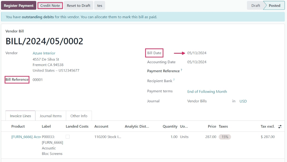 Szállítói számla űrlap a rendelt mennyiségek ellenőrzési politikájához.