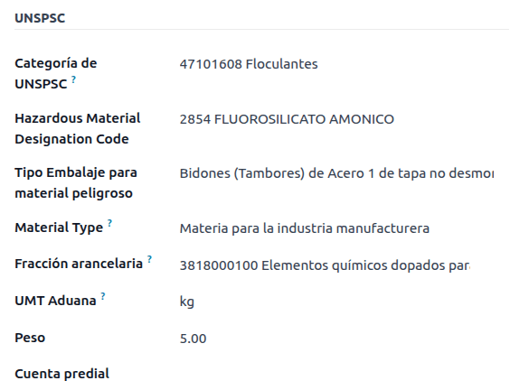 Kötelező külső kereskedelmi termékmezők.