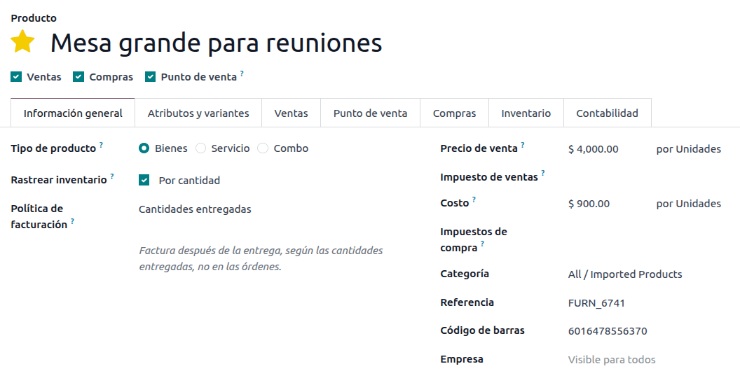 Tárolható termékek általános konfigurációja.