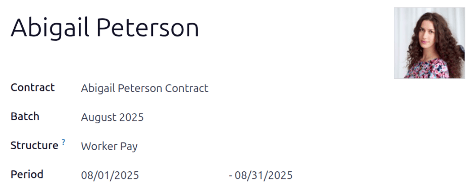 Az új bérjegyzék felső mezői mind ki vannak töltve egy februári bérjegyzékhez.