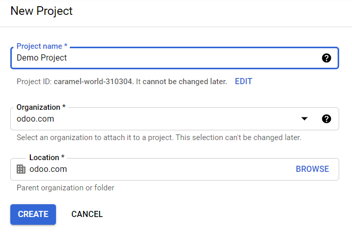 Egy új projekt adatainak kitöltése.