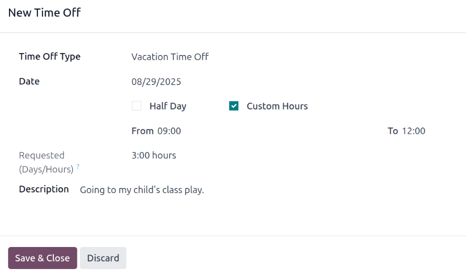 Három órás szabadság igénylése.