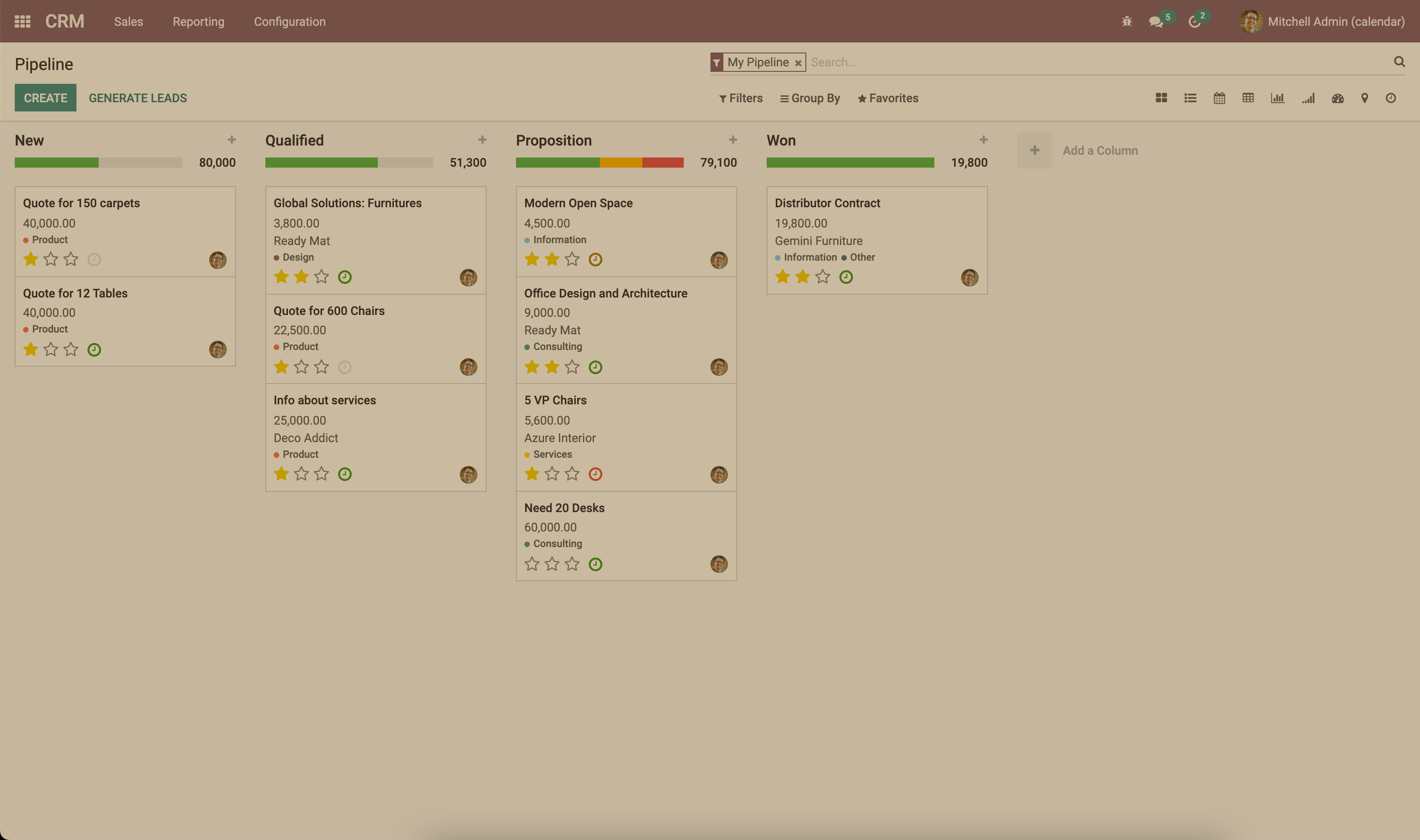 Odoo szépia színben