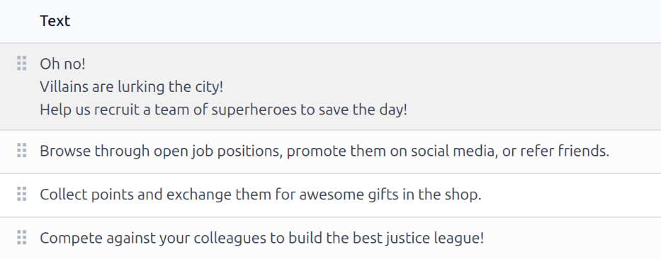 A bevezető diák listában, a húzás és ejtés nyilak kiemelve.