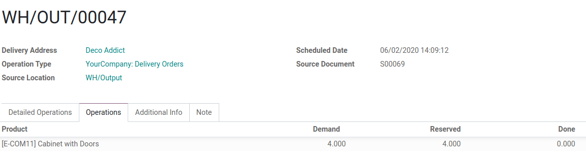Az áthelyezésből származó műveletek nézete.