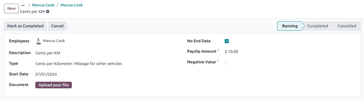 Példa egy futó szerződésre.