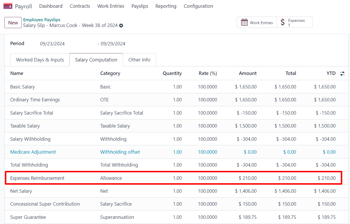 A költségtérítés a bérjegyzéken.