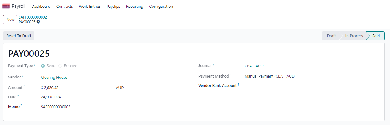 Példa egy szuper fájl kifizetésére.