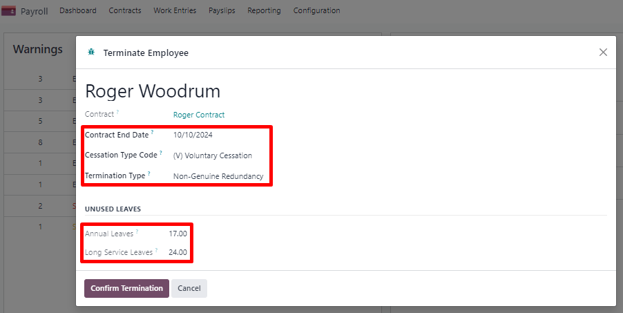 Egy munkavállaló szerződésének megszüntetése.