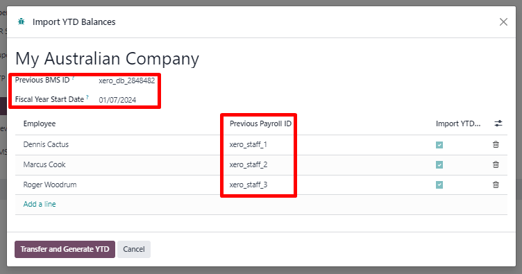YTD egyenlegek importálása.