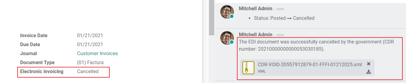 Számla a lemondás után.