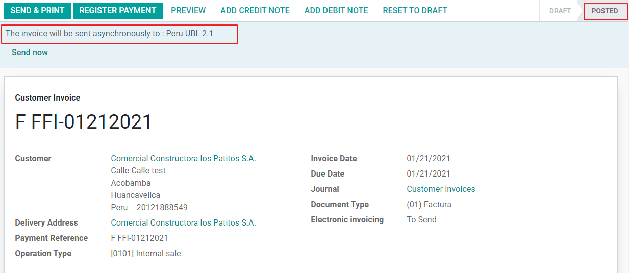 EDI Számla küldése kék színnel.