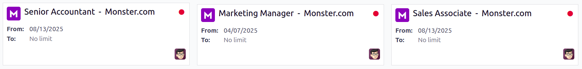 Minden állás pozíció, amelyet egy állásportálra posztoltak.
