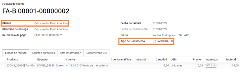 Számla végfelhasználó számára, B előtaggal.