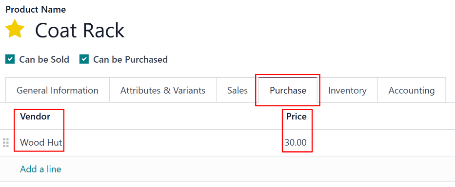 A termék űrlap egy megadott beszállítóval.