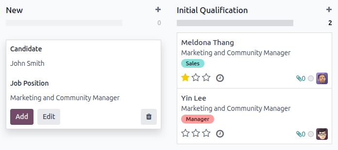 Minden mező egy új jelentkező űrlaphoz, amelyet a Gyors hozzáadás opció használatakor adtak meg.