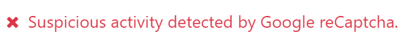 Google reCAPTCHA ellenőrzési hibaüzenet