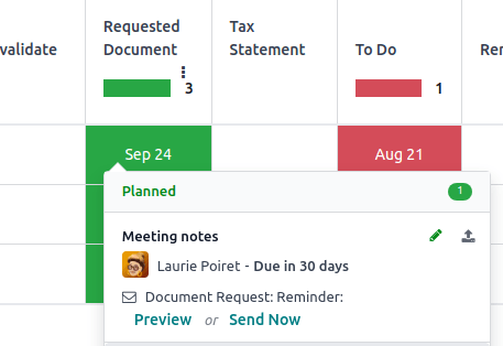 Emlékeztető e-mail küldése a Tevékenység nézetből