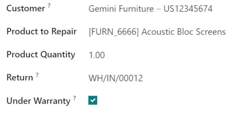 A javítási megrendelőlap bal oldala.