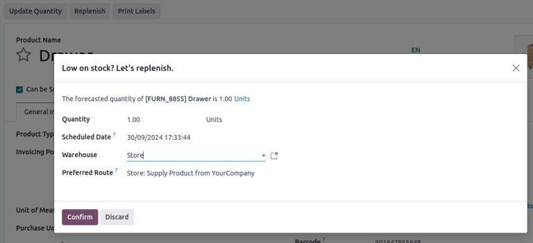 Feltöltési felugró ablak a termék adatlapján.