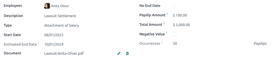 A bérlevonási űrlap minden mező kitöltésével.