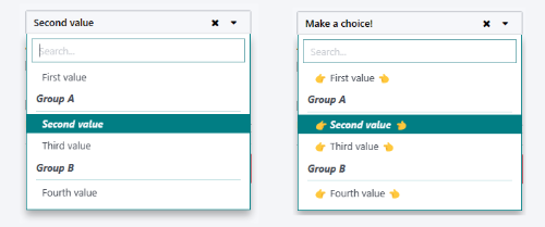 A SelectMenu használatának és testreszabásának példája