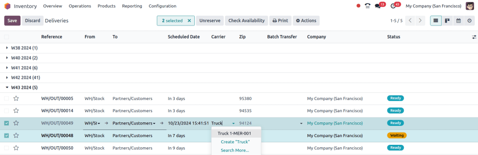 Szállító beállítása.
