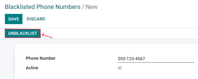 SMS Feketelista menü az alkalmazásban.