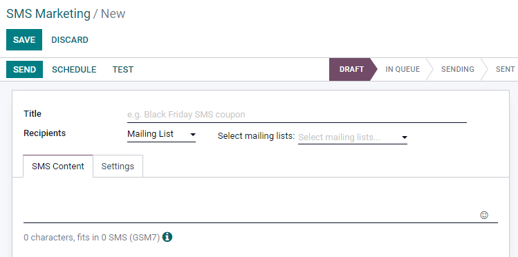 SMS marketing sablon létrehozása.