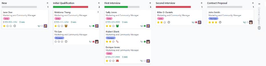 Egy összehajtott oszlop kibontásához kattintson rá a Kanban nézetben.