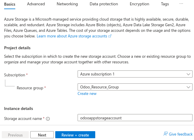 Microsoft Azure tárfiók létrehozása