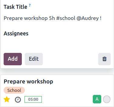 Billentyűparancsok használata feladat létrehozásához a Projektben.