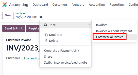 Kereskedelmi számla nyomtatás