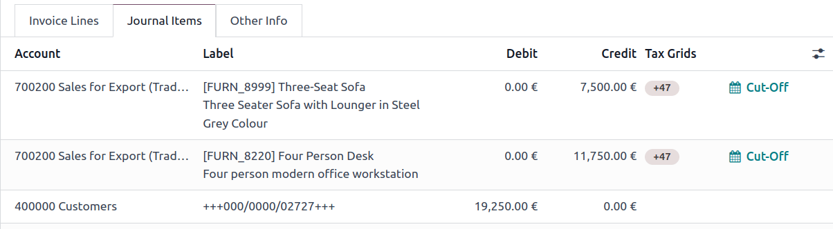 tekintse meg, hogy mely adórácsok kerülnek felhasználásra a tranzakciók rögzítésére az Odoo Számvitelben