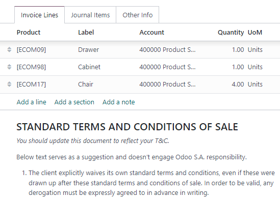 Példa a feltételekre és kikötésekre megjegyzésként